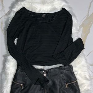 F21 BLACK MESH CROP TOP